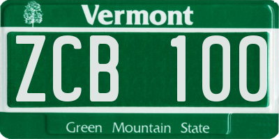 VT license plate ZCB100