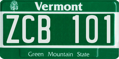 VT license plate ZCB101