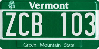 VT license plate ZCB103