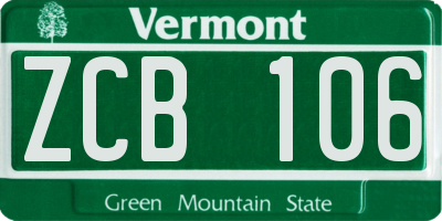 VT license plate ZCB106