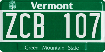VT license plate ZCB107