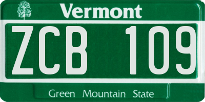 VT license plate ZCB109