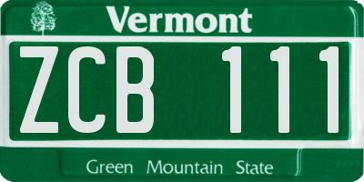 VT license plate ZCB111