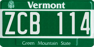 VT license plate ZCB114