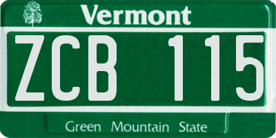 VT license plate ZCB115