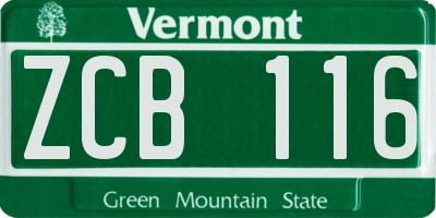 VT license plate ZCB116