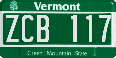 VT license plate ZCB117