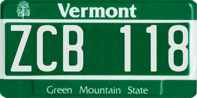 VT license plate ZCB118