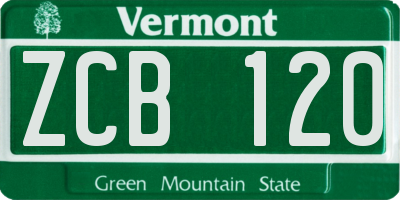 VT license plate ZCB120
