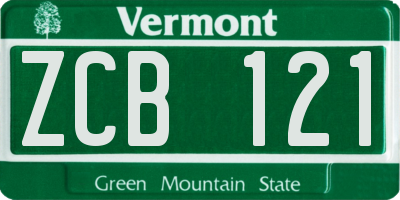 VT license plate ZCB121