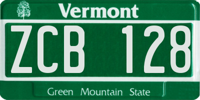 VT license plate ZCB128