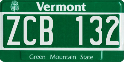VT license plate ZCB132