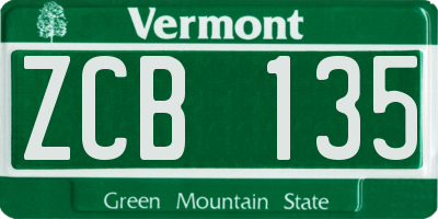 VT license plate ZCB135