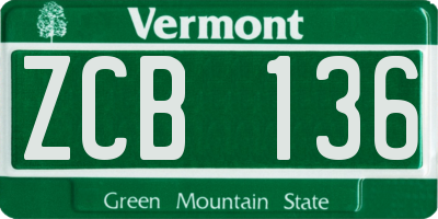 VT license plate ZCB136