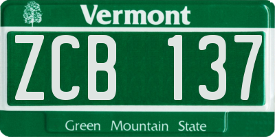 VT license plate ZCB137