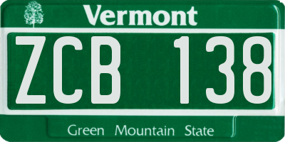 VT license plate ZCB138