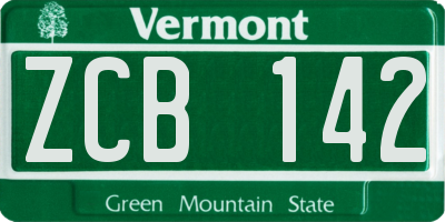 VT license plate ZCB142
