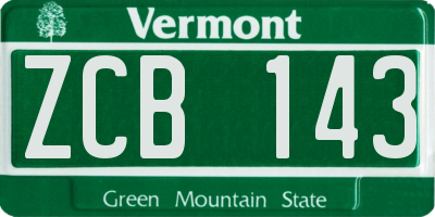 VT license plate ZCB143