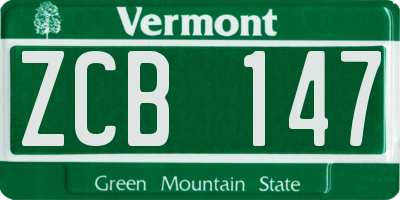 VT license plate ZCB147
