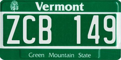 VT license plate ZCB149