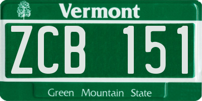 VT license plate ZCB151
