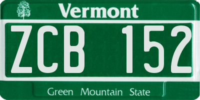 VT license plate ZCB152