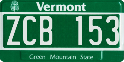 VT license plate ZCB153