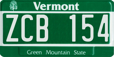 VT license plate ZCB154