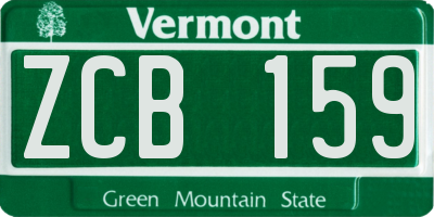 VT license plate ZCB159