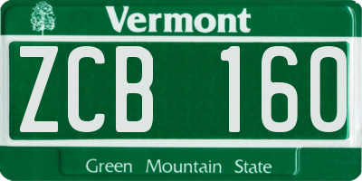 VT license plate ZCB160