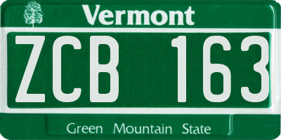 VT license plate ZCB163