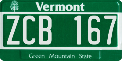 VT license plate ZCB167
