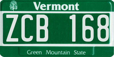VT license plate ZCB168