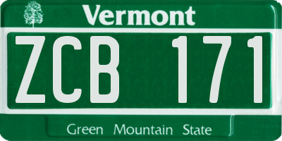 VT license plate ZCB171