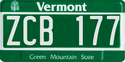 VT license plate ZCB177