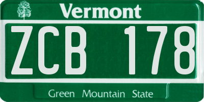 VT license plate ZCB178
