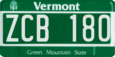 VT license plate ZCB180