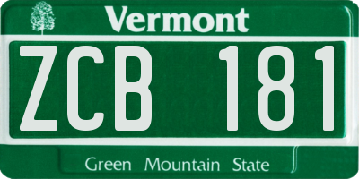 VT license plate ZCB181