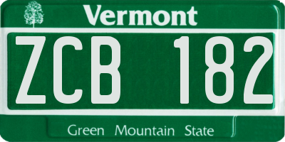 VT license plate ZCB182