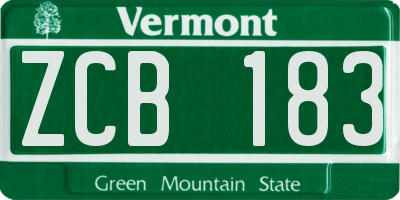 VT license plate ZCB183