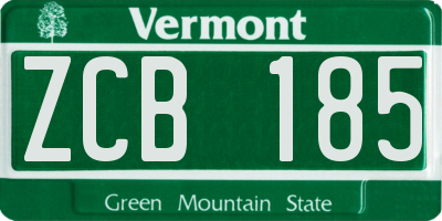 VT license plate ZCB185