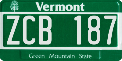 VT license plate ZCB187