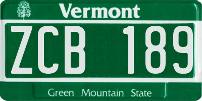 VT license plate ZCB189