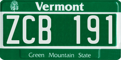 VT license plate ZCB191
