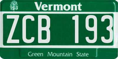 VT license plate ZCB193