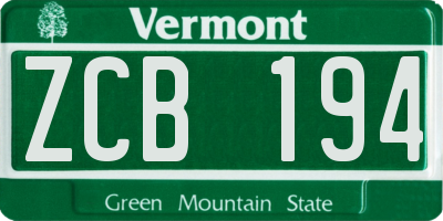 VT license plate ZCB194