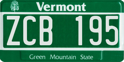 VT license plate ZCB195