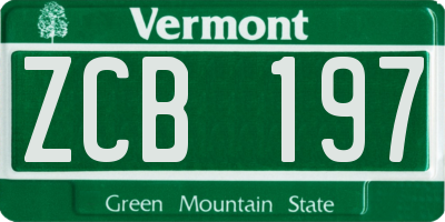 VT license plate ZCB197