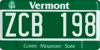 VT license plate ZCB198