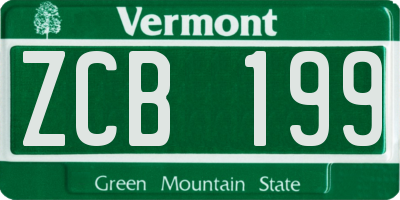 VT license plate ZCB199
